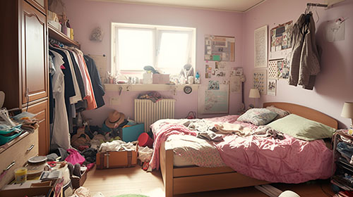 女子の散らかった部屋