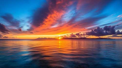 水平線に沈む夕日