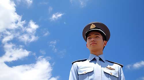 青空の下の警察官