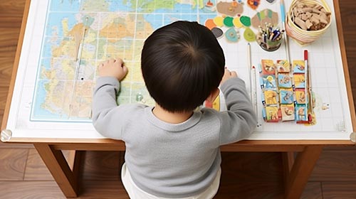 勉強中の男児