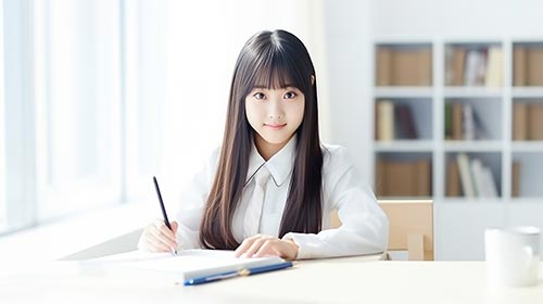 勉強中の女子学生