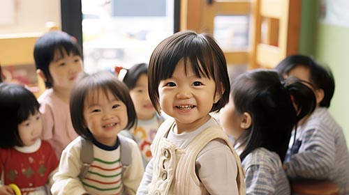笑顔の幼稚園児