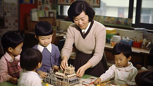 昭和の先生と児童たち