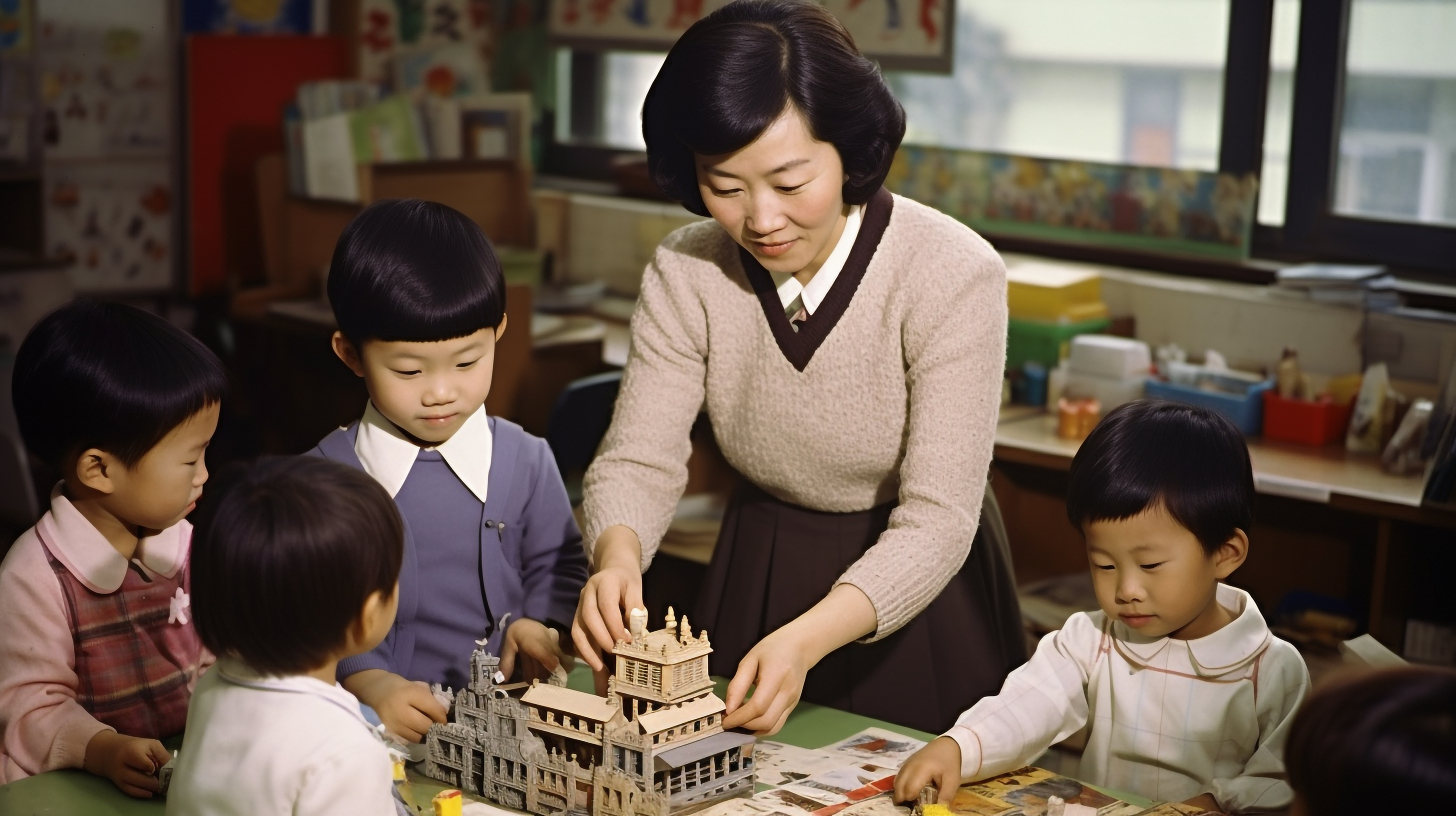 昭和の先生と児童たち