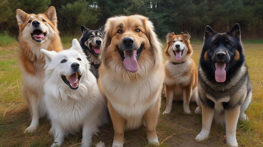 ドッグランでの大型犬たち