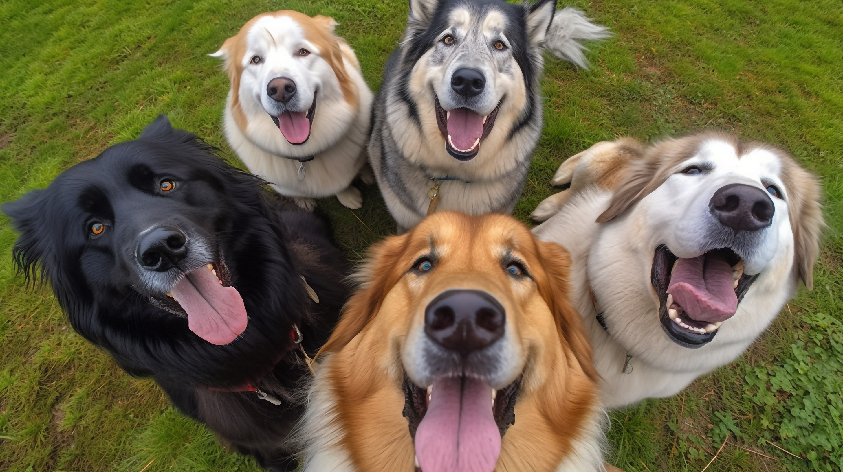 ドッグランでの大型犬たち