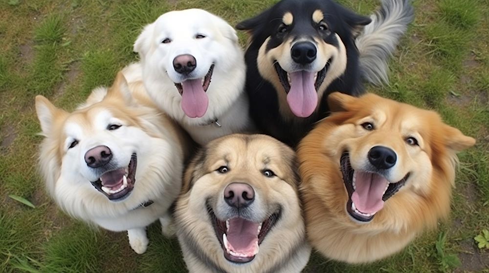 ドッグランでの大型犬たち