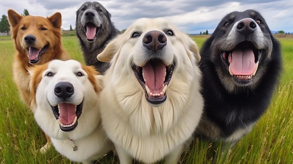 ドッグランでの大型犬たち