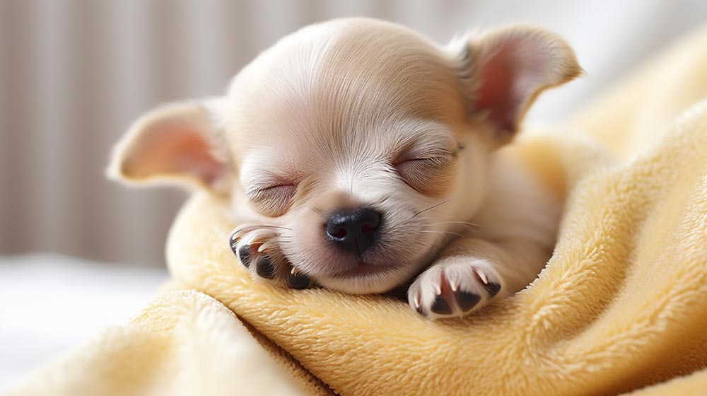 眠っているチワワの子犬