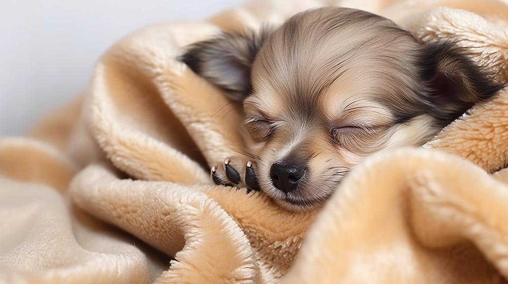 眠っているチワワの子犬