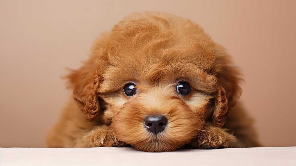 ブラウンのトイプードルの子犬
