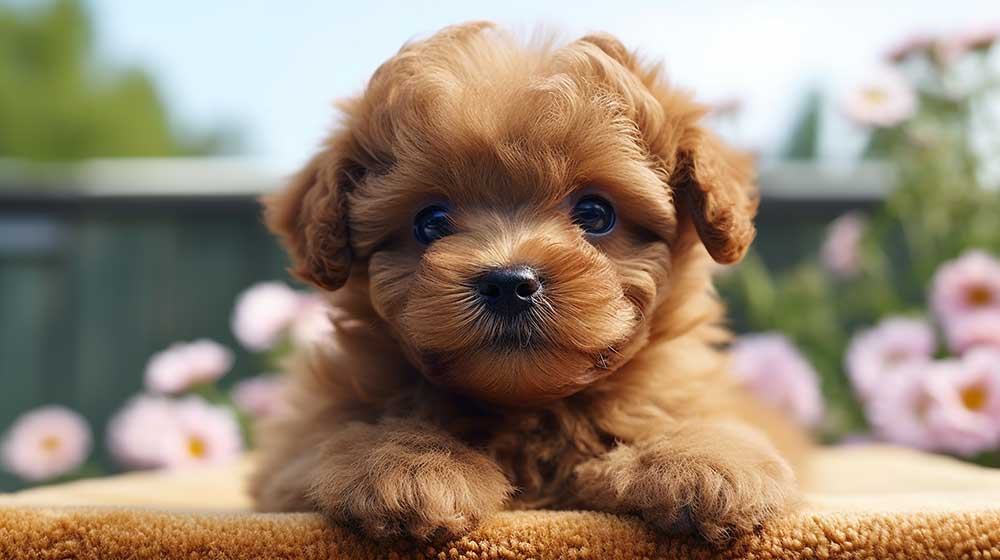 ブラウンのトイプードルの子犬