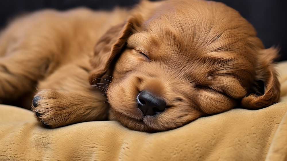 お昼寝中のトイプードルの子犬