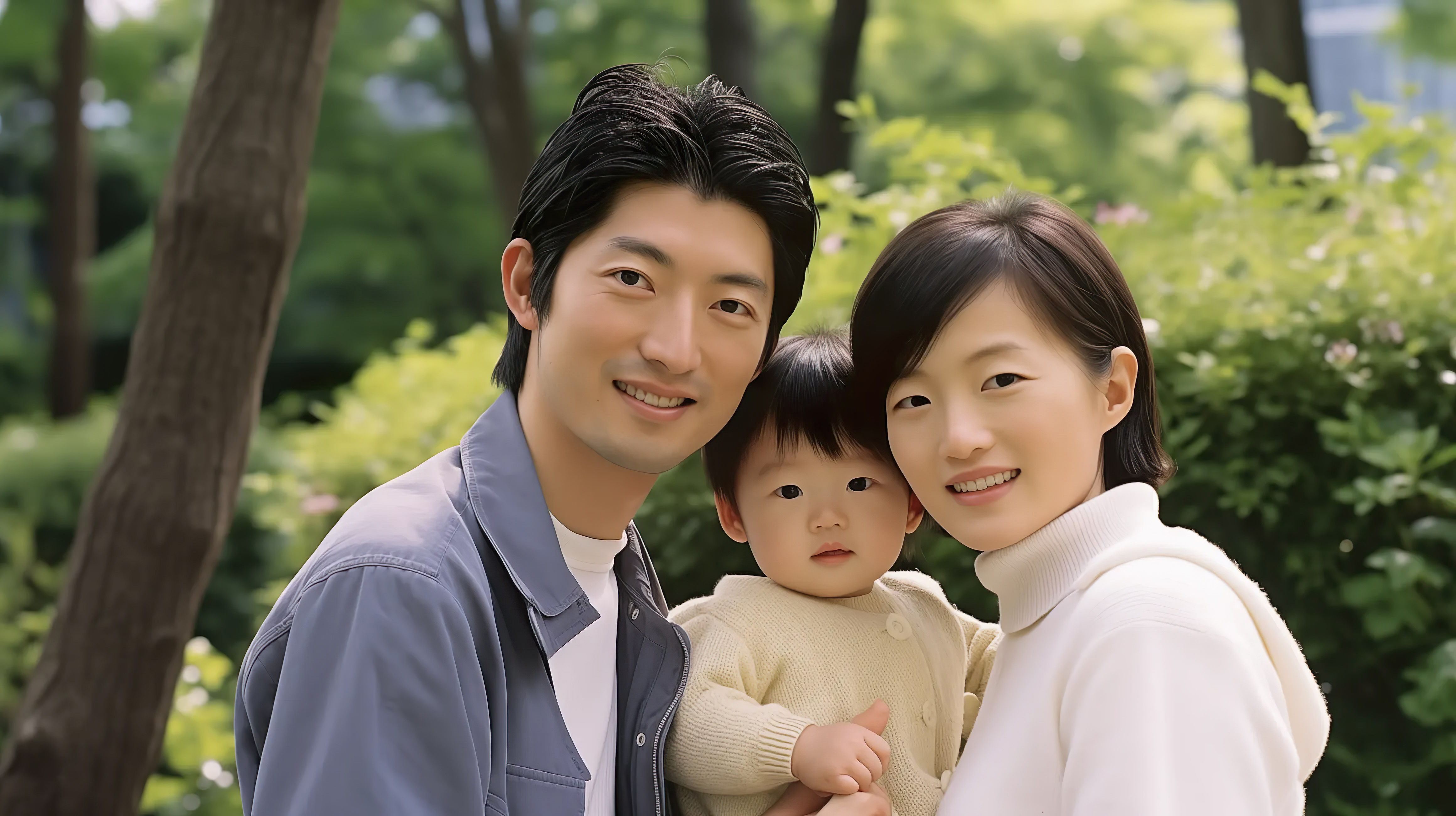 親子の写真・父母と幼児
