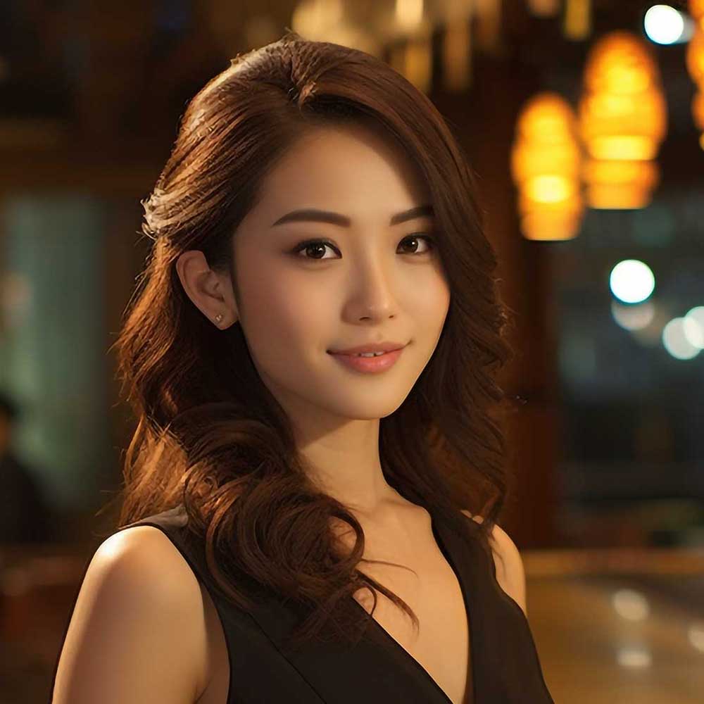 黒いドレスを着たバーラウンジの若い女性