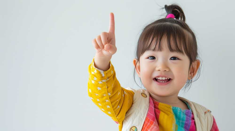 人差し指をさしている幼児