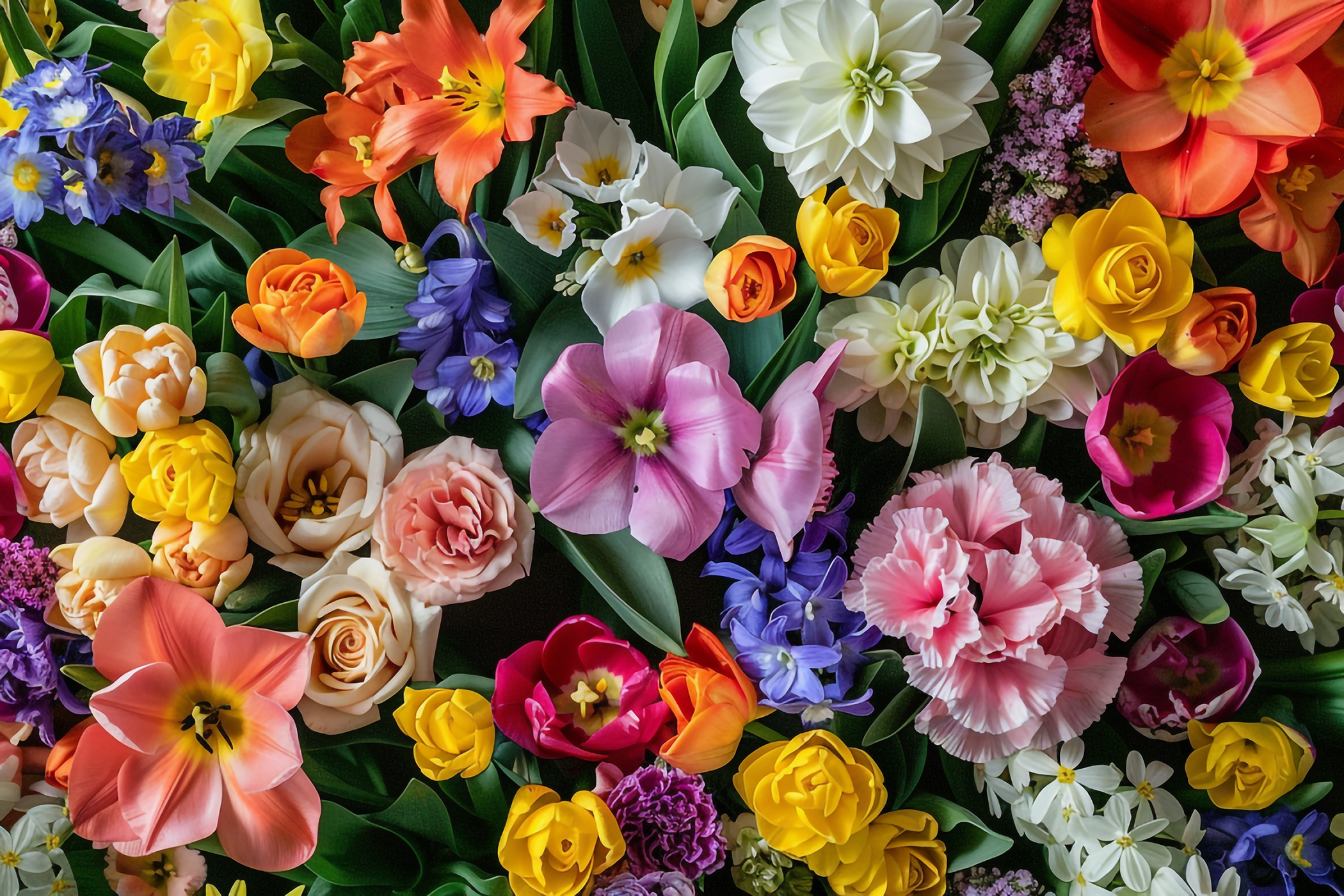 沢山の花のフラワーカーペット