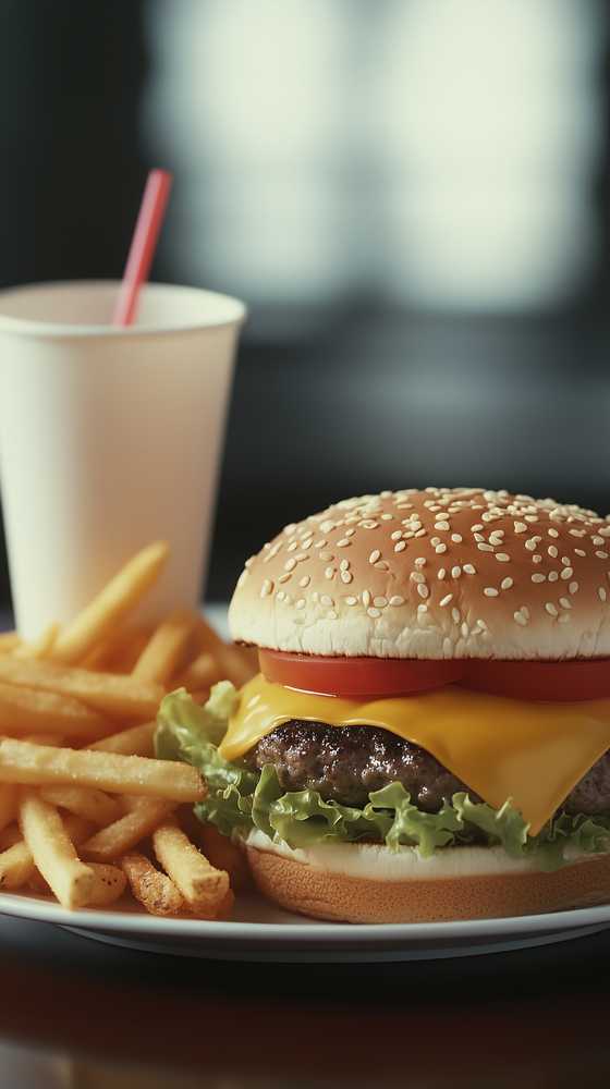 シンプルなチーズバーガーセット