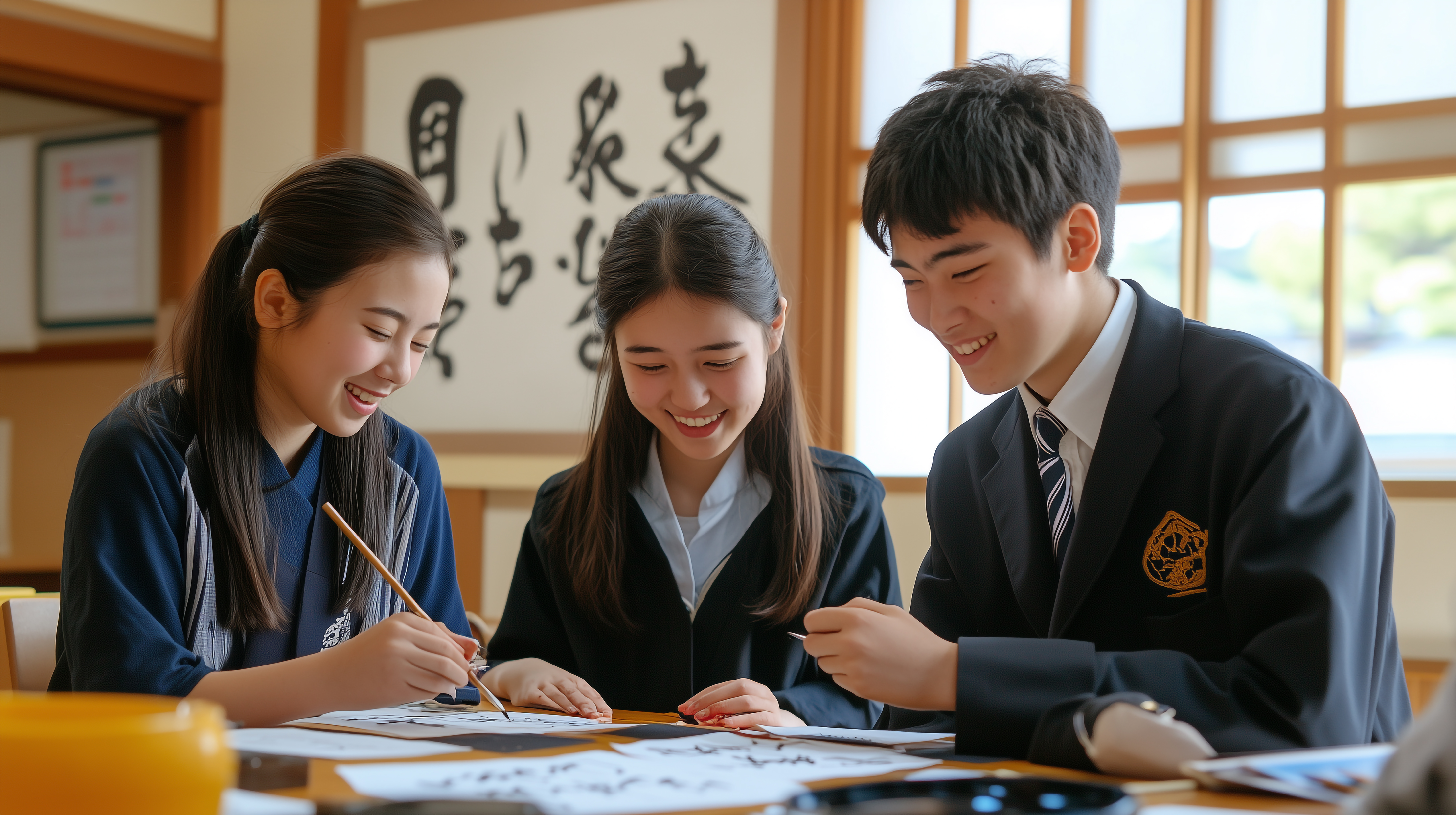 書道を学ぶ外国人留学生