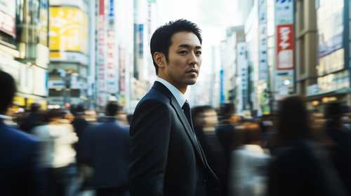 雑踏の中のビジネスマン