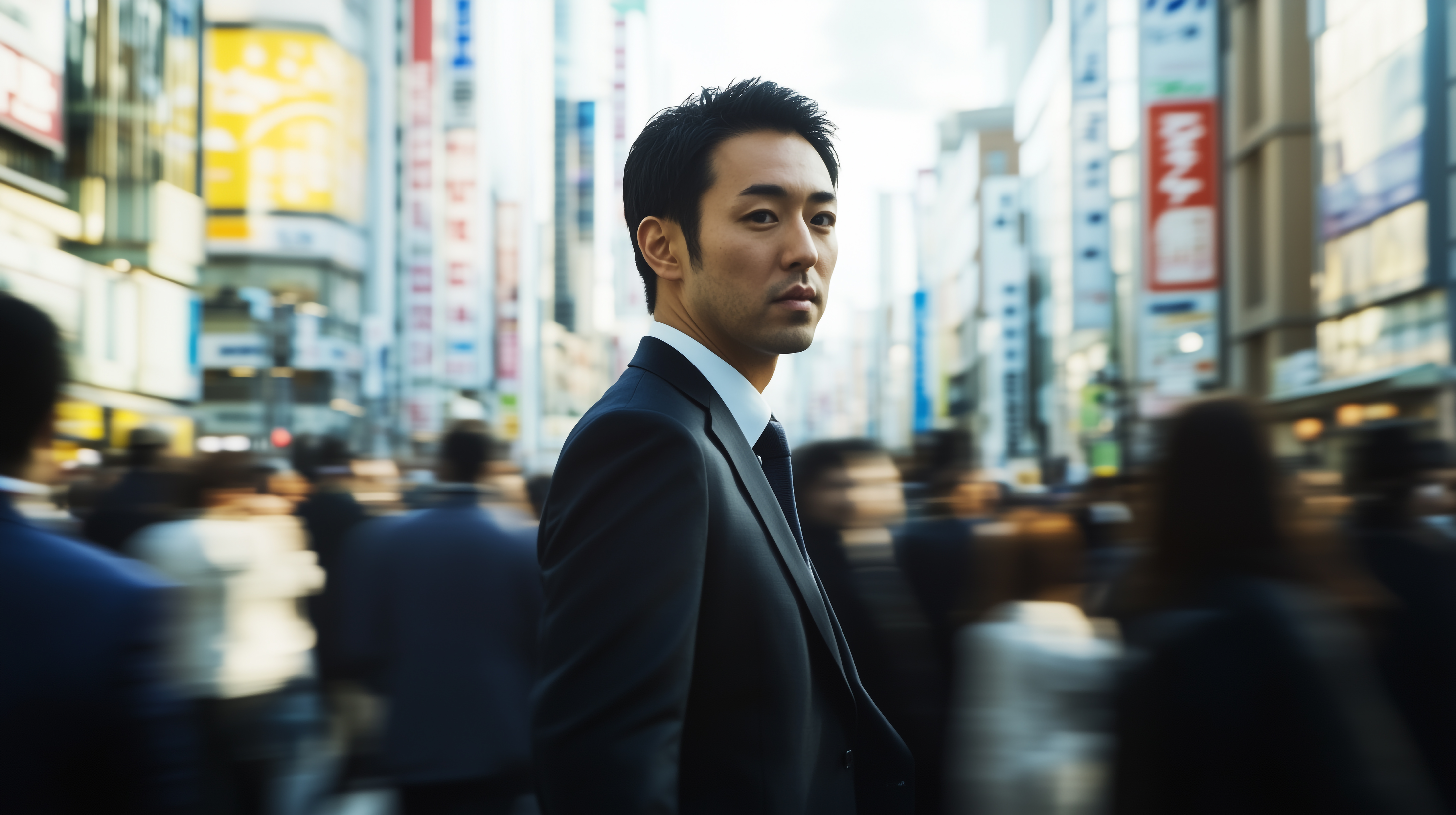 雑踏の中のビジネスマン
