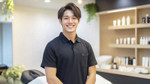 笑顔の施術スタッフの男性