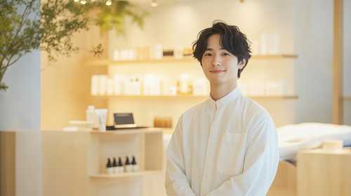 笑顔の施術スタッフの男性