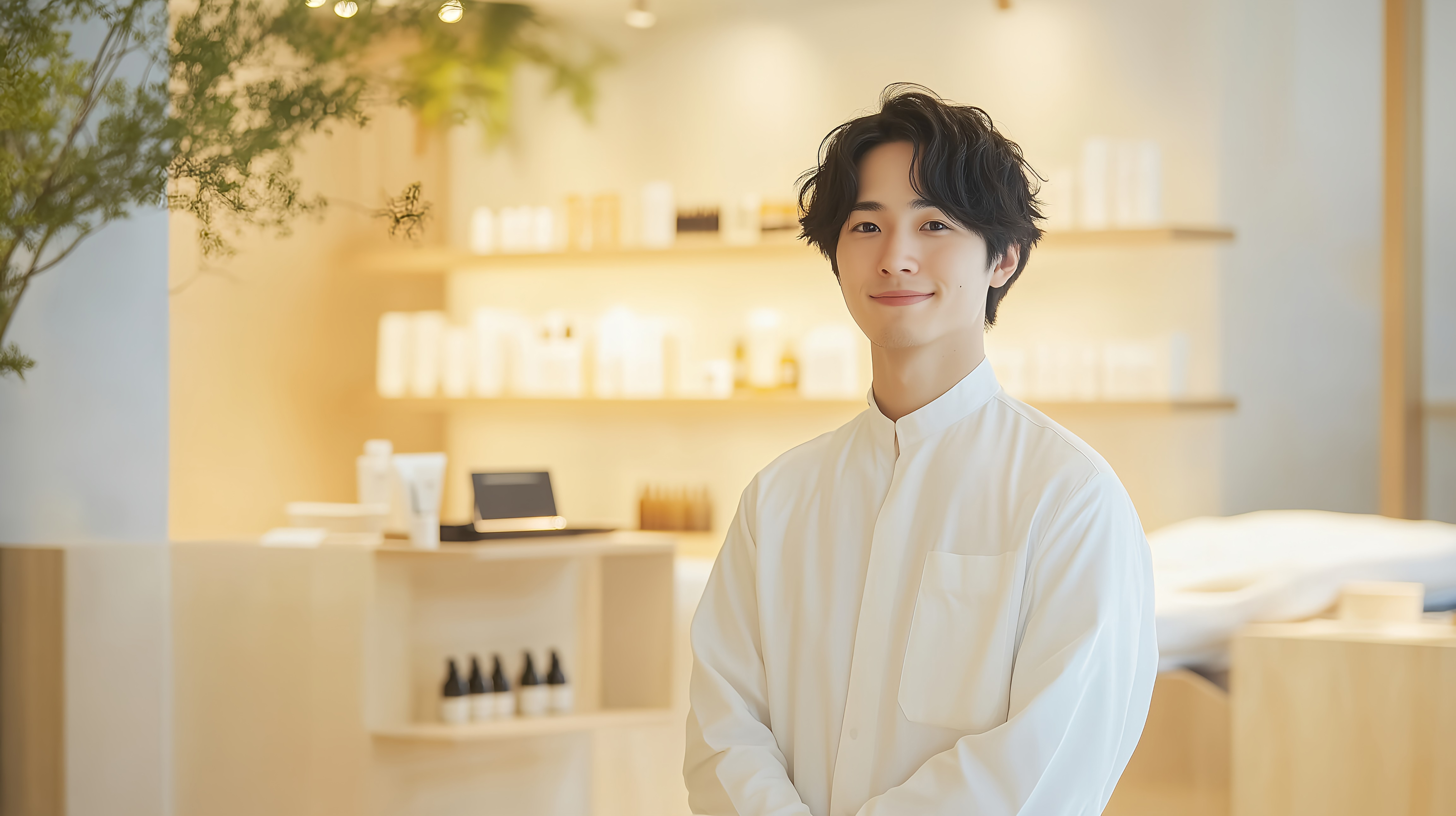 笑顔の施術スタッフの男性