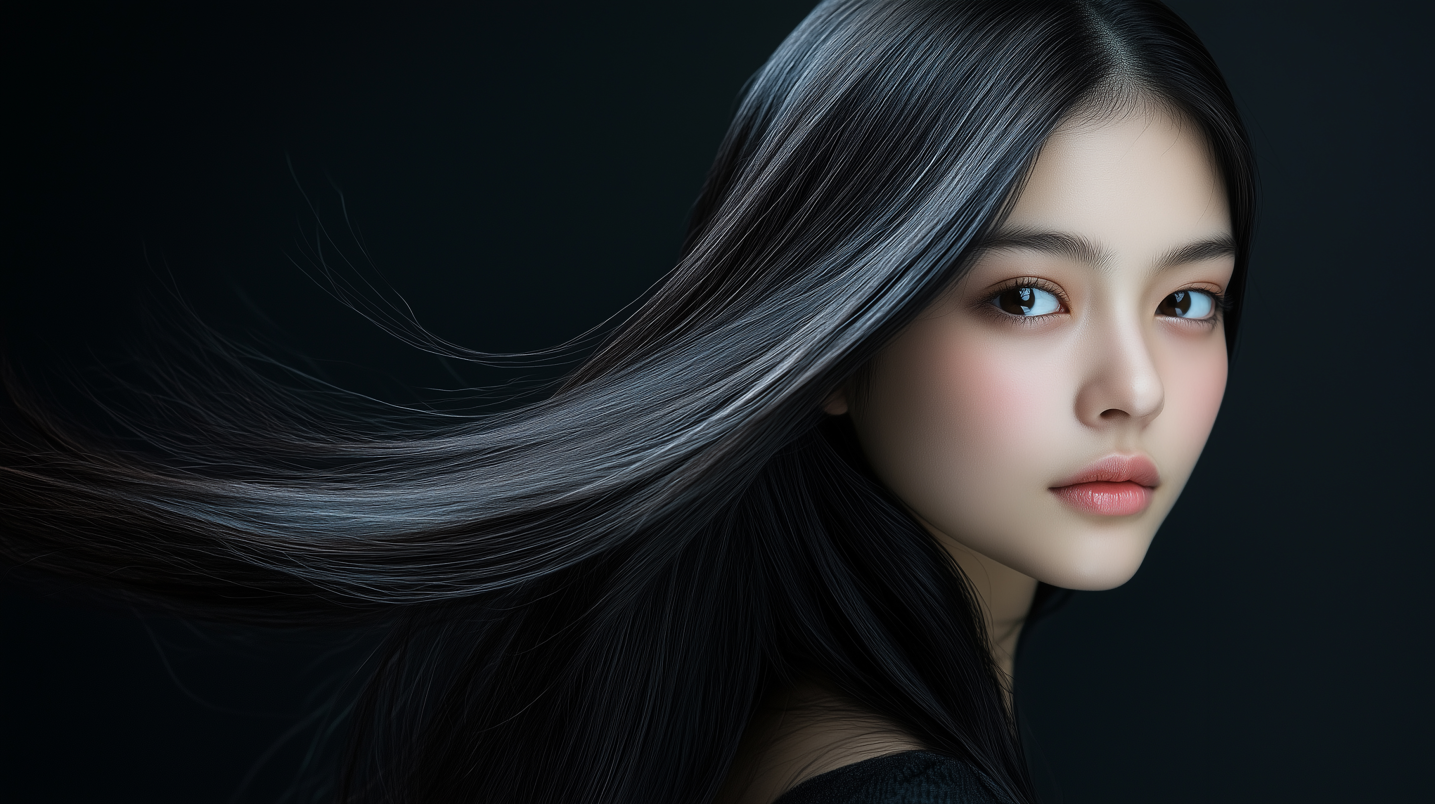 黒髪ストレートヘアの女性