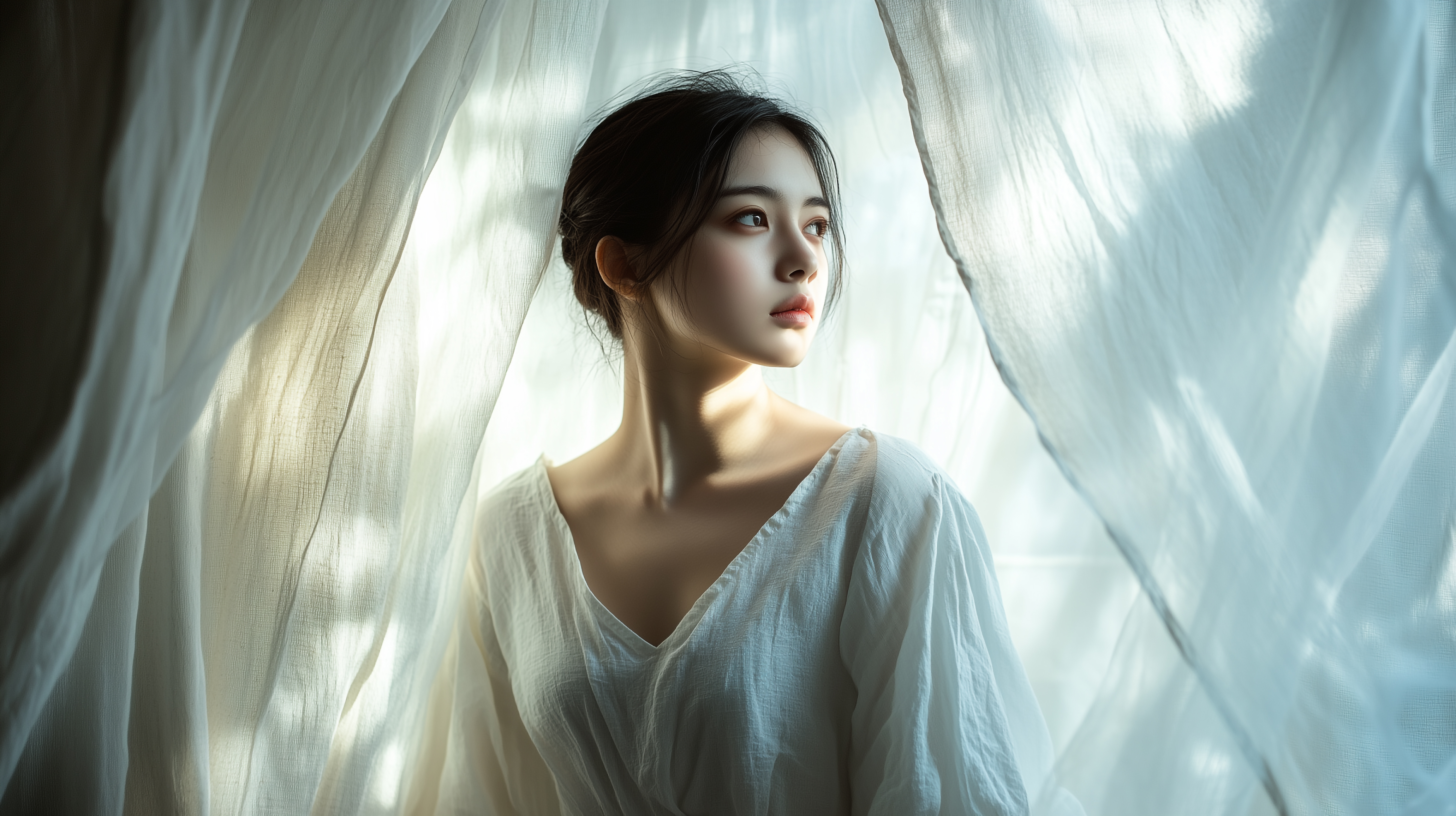 白い服を着た女性