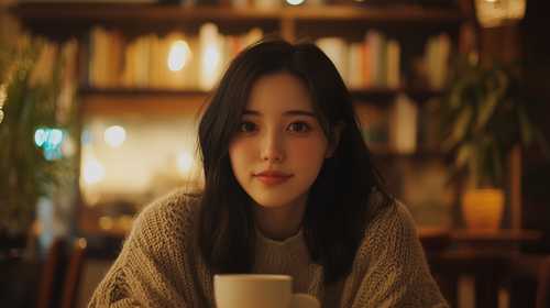 カフェでくつろぐ女性