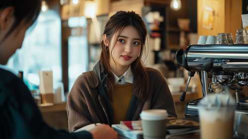 カフェで会話を楽しむ女性