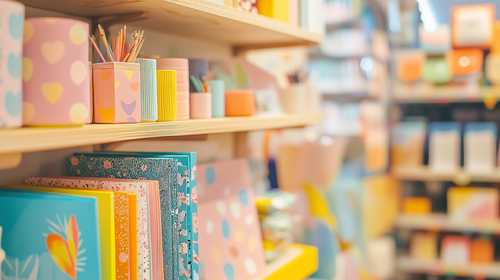 カラフルでポップな文房具ディスプレイ