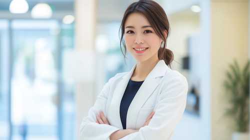 笑顔の若い女性医師