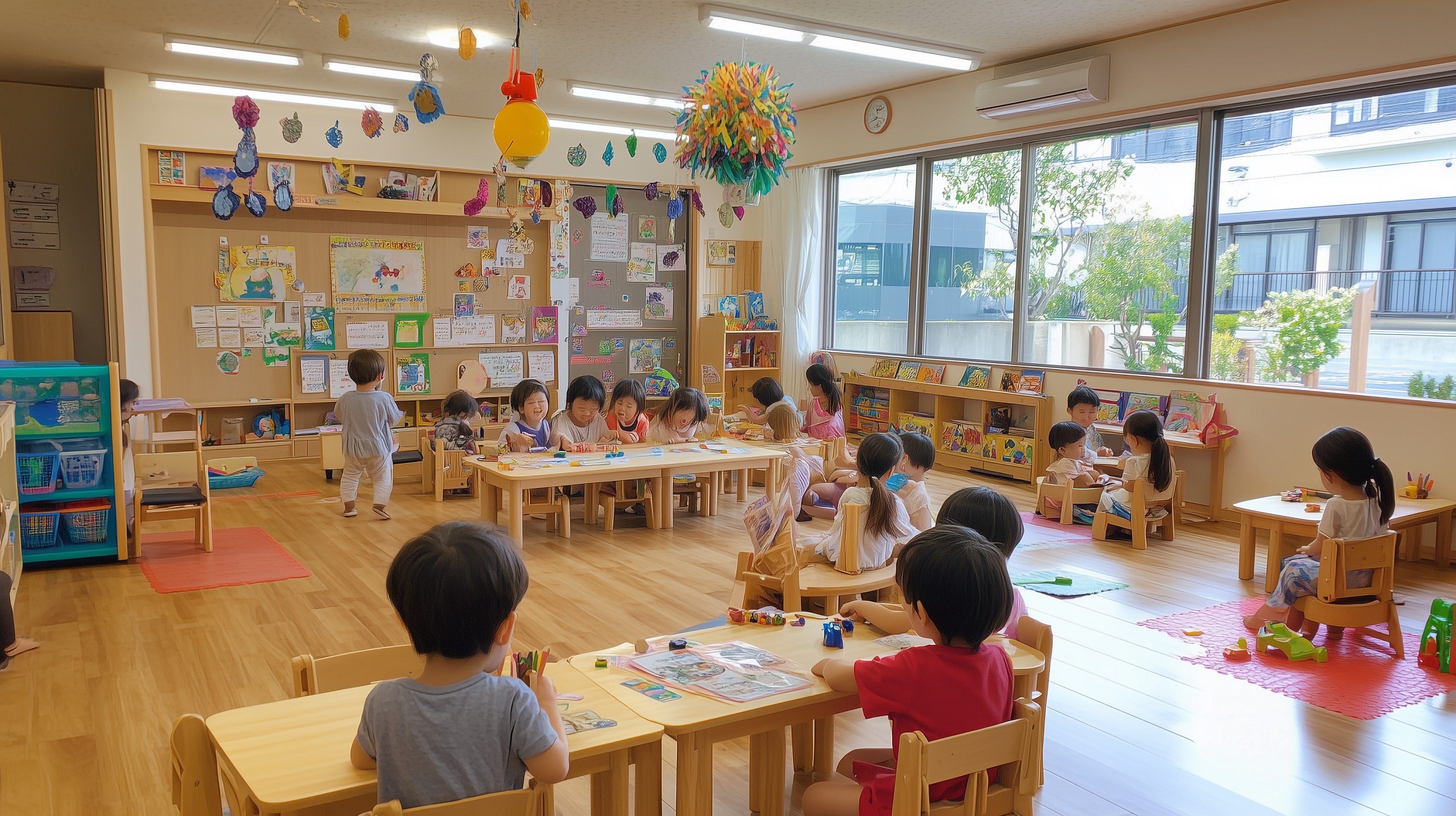 明るい保育園での楽しい時間