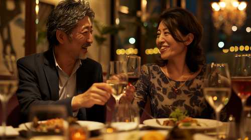 シニア夫婦のロマンチックディナー