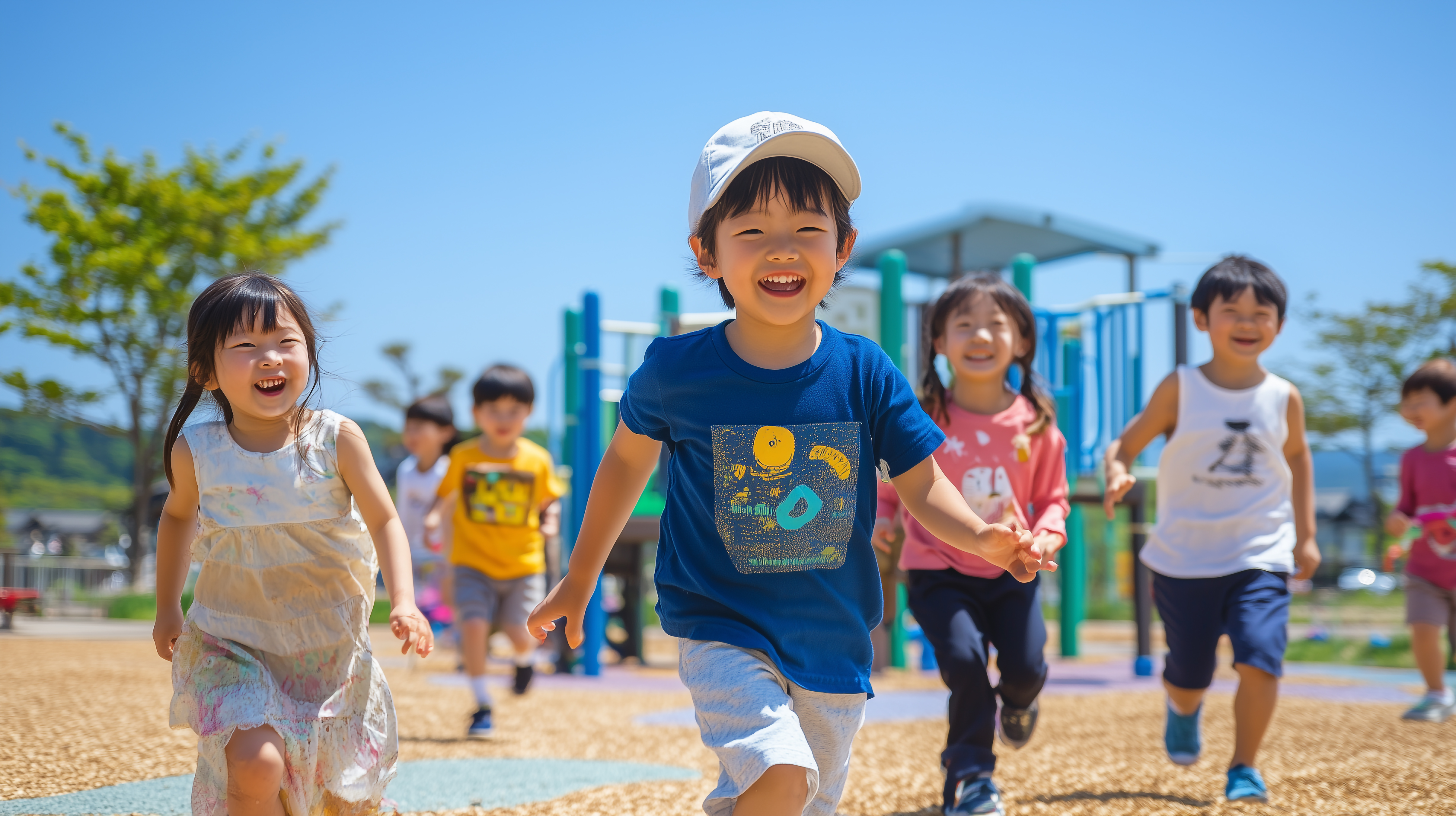 公園で元気に遊ぶ子どもたち
