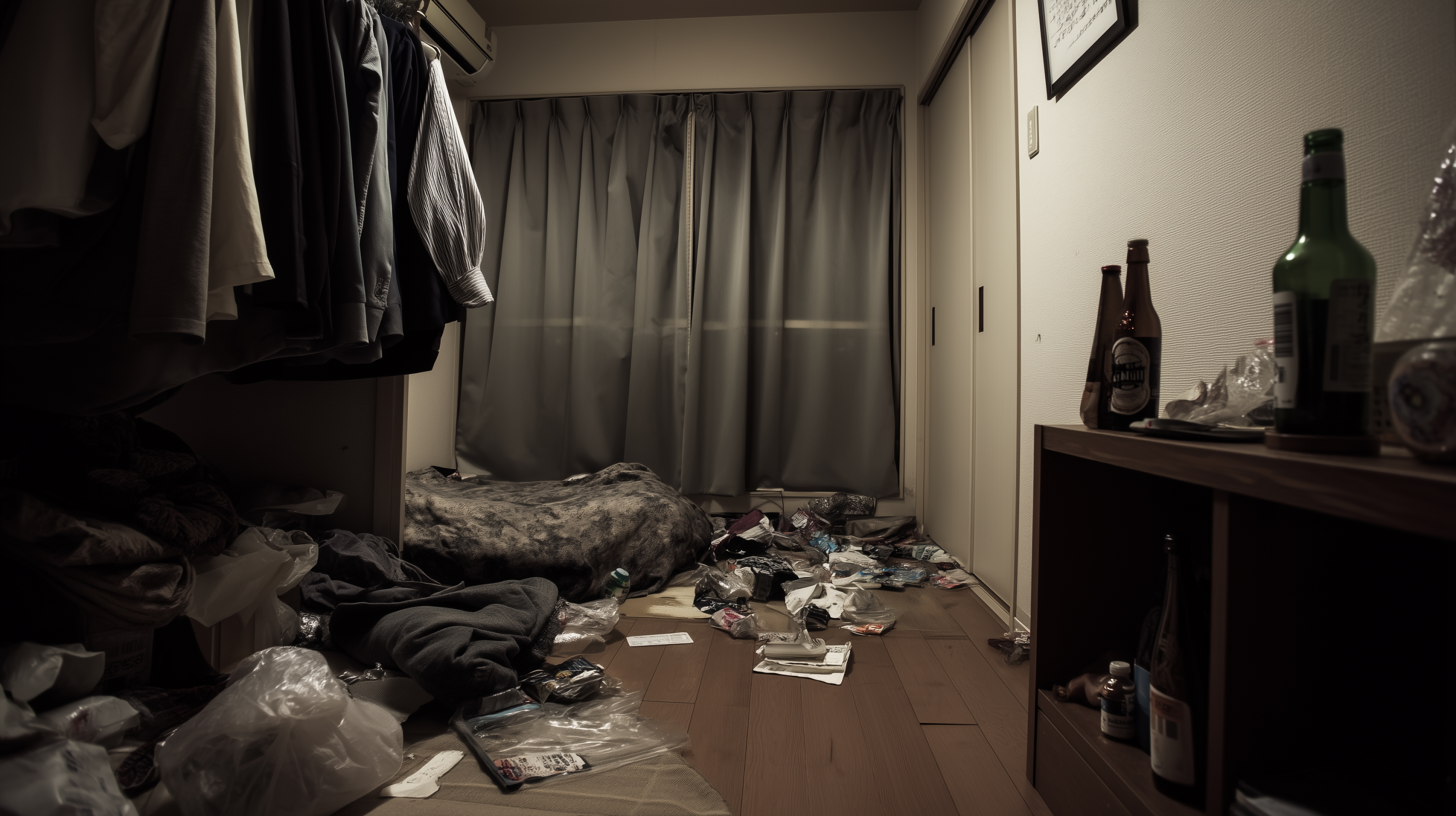 散らかった汚部屋の一室