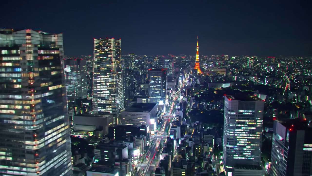 東京の夜景と東京タワーの映像