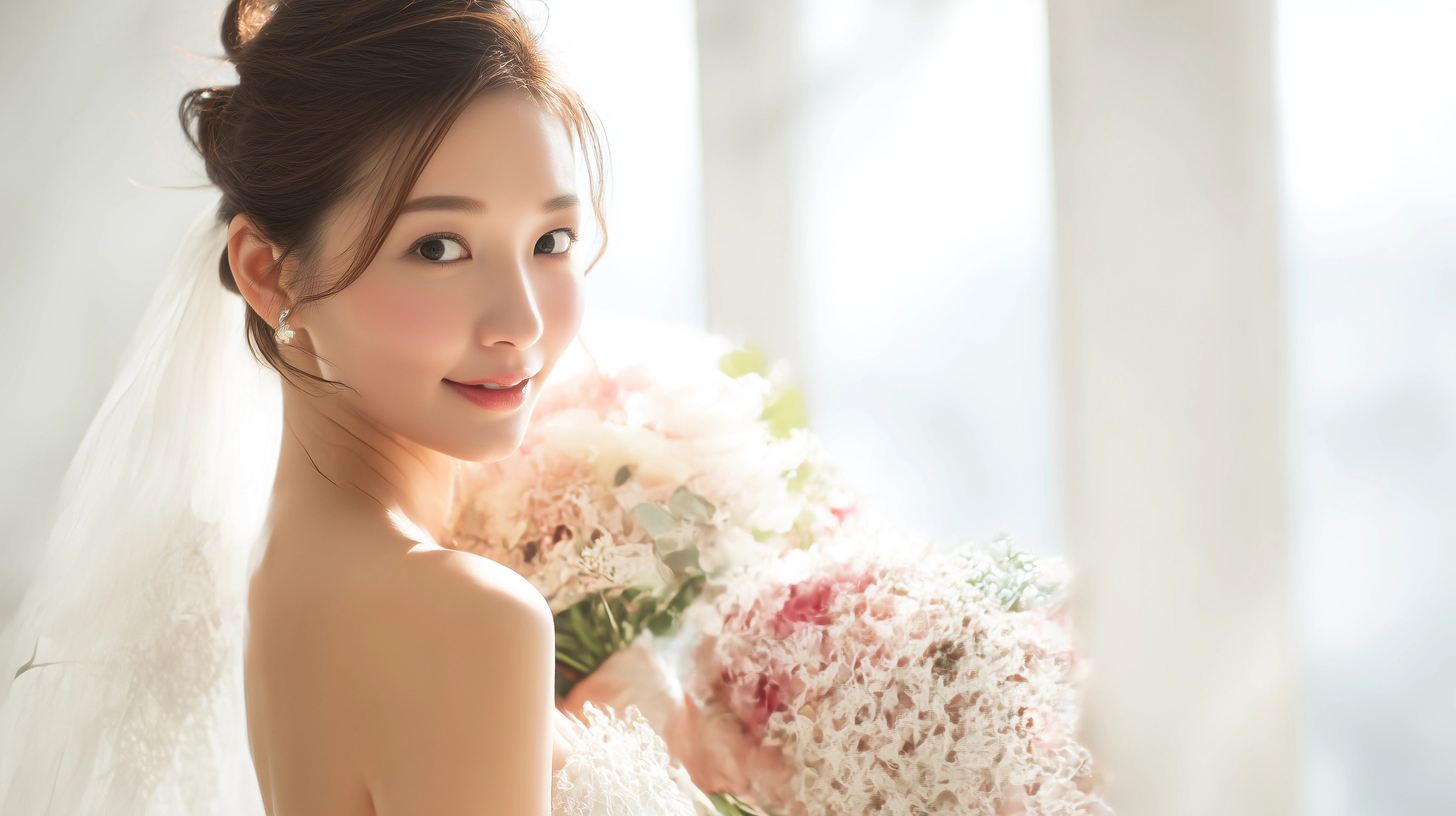 微笑む花嫁のポートレート