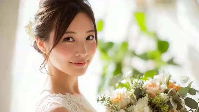 微笑む花嫁のポートレート