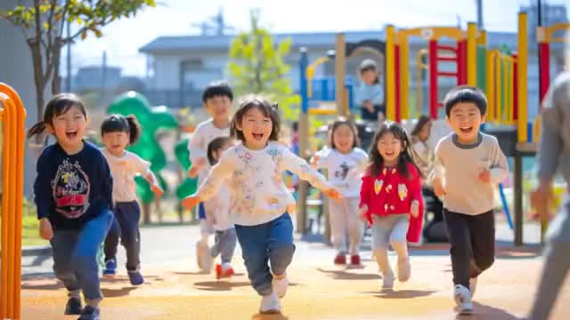 かけっこ中の子供たち
