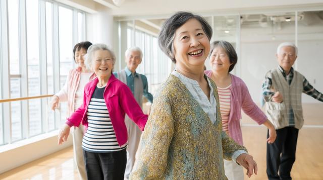 笑顔で踊る高齢者たち
