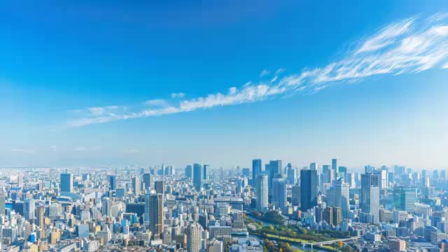 青空にそびえる都会の高層ビル