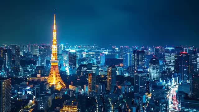 夜景が美しい都市の高層ビル群