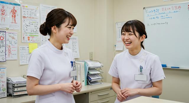 笑顔の看護師が働くクリニックの風景