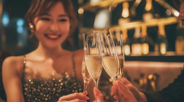 ホステスとシャンパンで乾杯